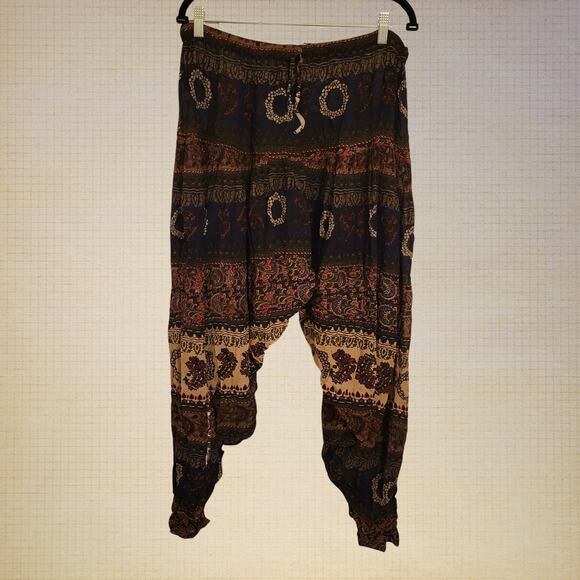 Vintage Belma New York Hammer Pants Women's Medium Low Crotch Boho Patterned - Picture 1 of 10